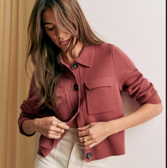 Sezane Betty Cardigan - Rosewood - S - Picture 2 of 13